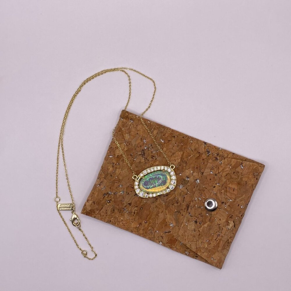 Melinda Maria Blue Opalescent Diamondette Pendant Necklace - Unique 18.5" #400